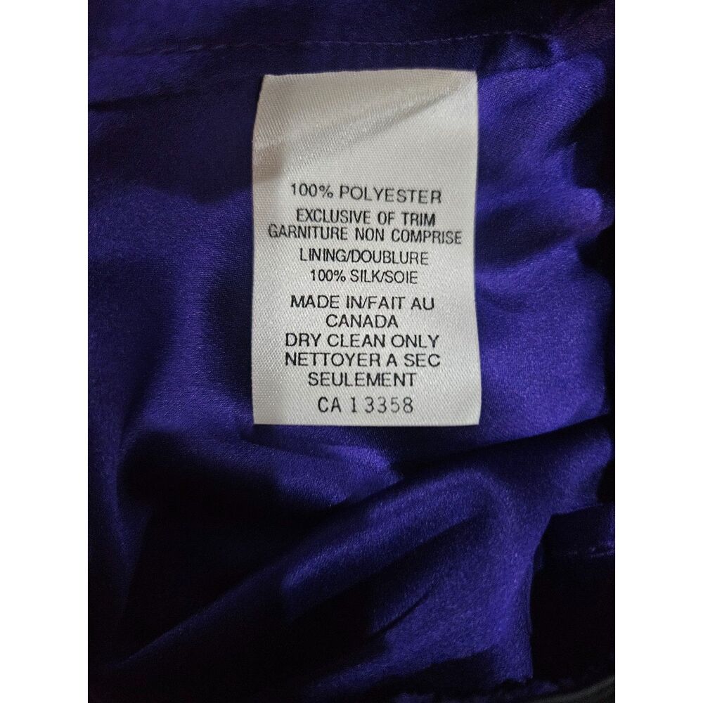 Wayne Clark Vintage Navy Blue Chiffon Dress Sz M Layered Sheer LIned Scarf Flowy - Picture 9 of 10